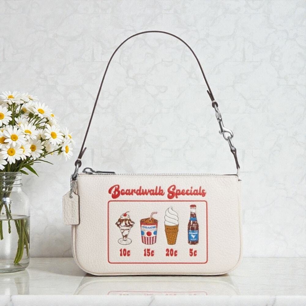 Coach Nolita 19 Leather Purse With Boardwalk Graphic in Chalk White CU197